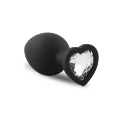 Easytoys Anal Collection – Silicone Buttplug Set with Heart Diamond Zwart (1 stuk)