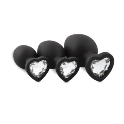 Easytoys Anal Collection – Silicone Buttplug Set with Heart Diamond Zwart (1 stuk)