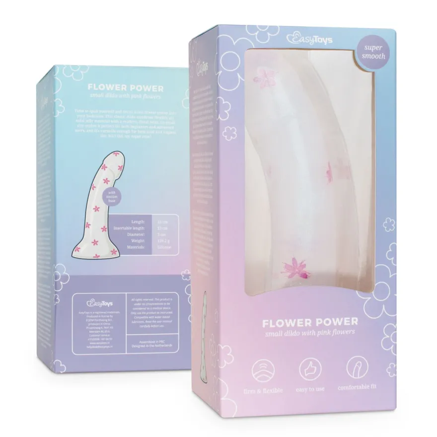 EasyToys Dildo Collection – Flower Power Dildo Small Roze, Wit (1 stuk)