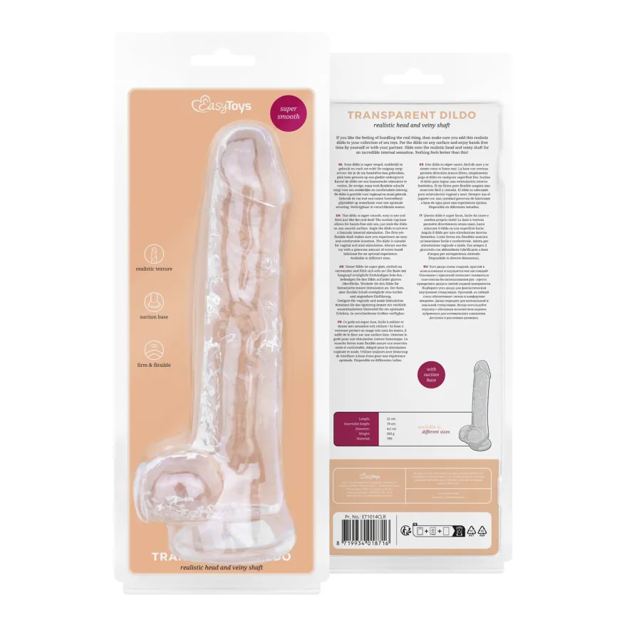 Easytoys Dildo Collection – Jelly Dildo with Balls 19 cm Transparant (1 stuk)