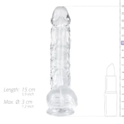 Easytoys Dildo Collection – Jelly Dildo with Balls 13.5 cm Transparant (1 stuk)