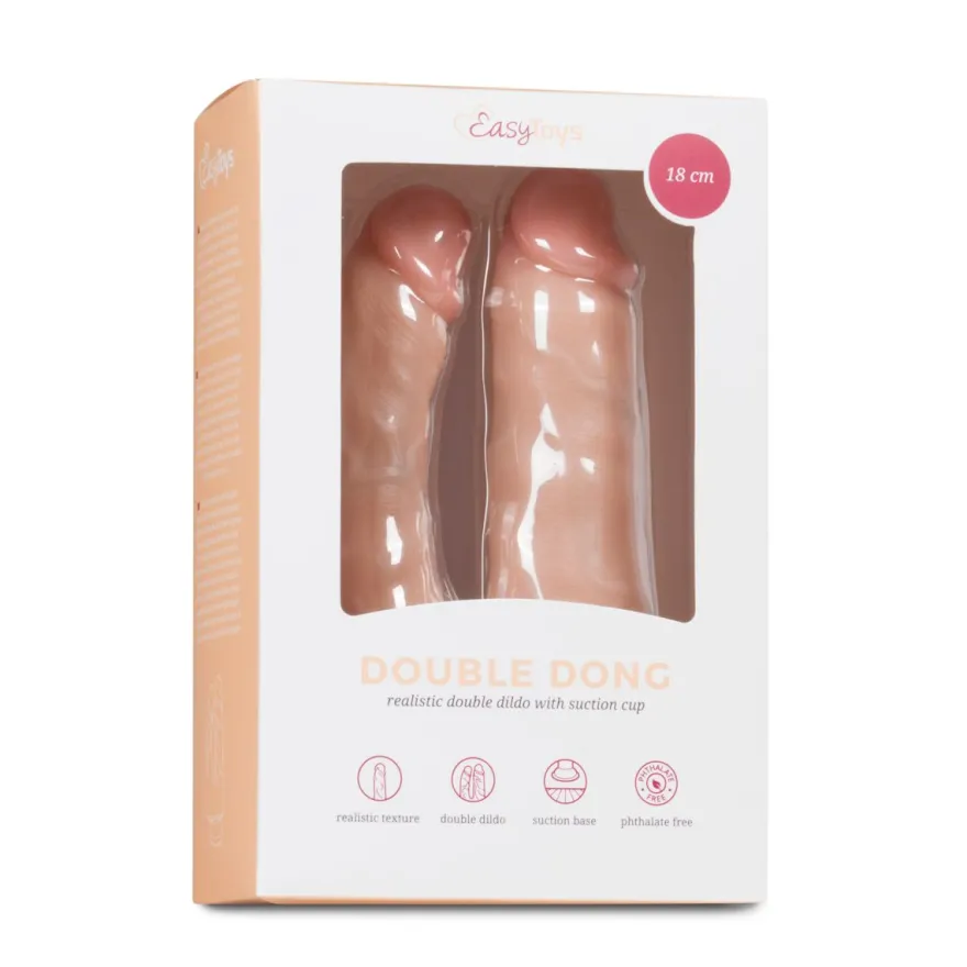 Easytoys Dildo Collection – Realistic Double Dildo with Suction Cup 18 cm Beige (1 stuk)