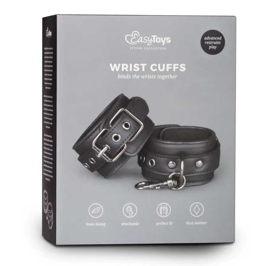 Easytoys Fetish Collection – Faux Leather Handcuffs Zwart (1 stuk)