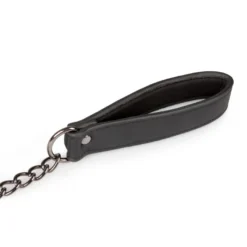 Easytoys Fetish Collection – Leather Collar with Nipple Chains Zwart (1 stuk)