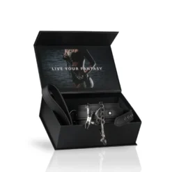 Easytoys Fetish Collection – Leather Collar with Nipple Chains Zwart (1 stuk)