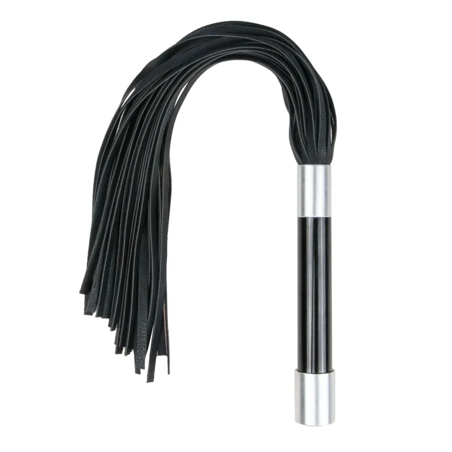 Easytoys Fetish Collection – Long Flogger with Metal Grip Zwart (1 stuk)