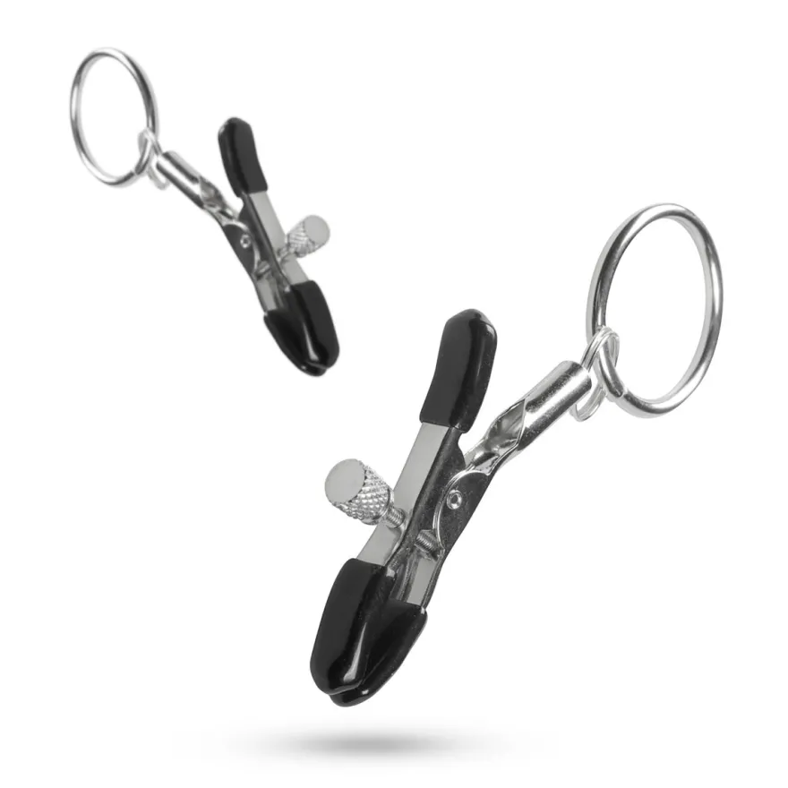 Easytoys Fetish Collection – Metal Nipple Clamps with Ring Zilver (1 stuk)