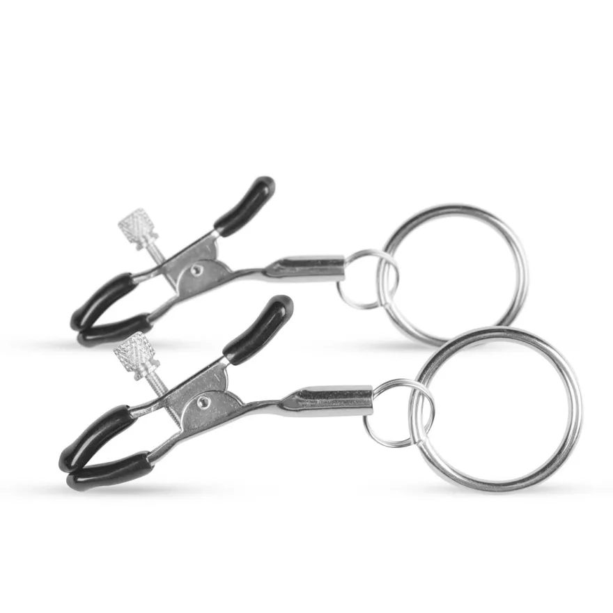 Easytoys Fetish Collection – Metal Nipple Clamps with Ring Zilver (1 stuk)