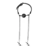 Easytoys Fetish Collection – Open Ball Gag with Nipple Clamps Zwart (1 stuk)