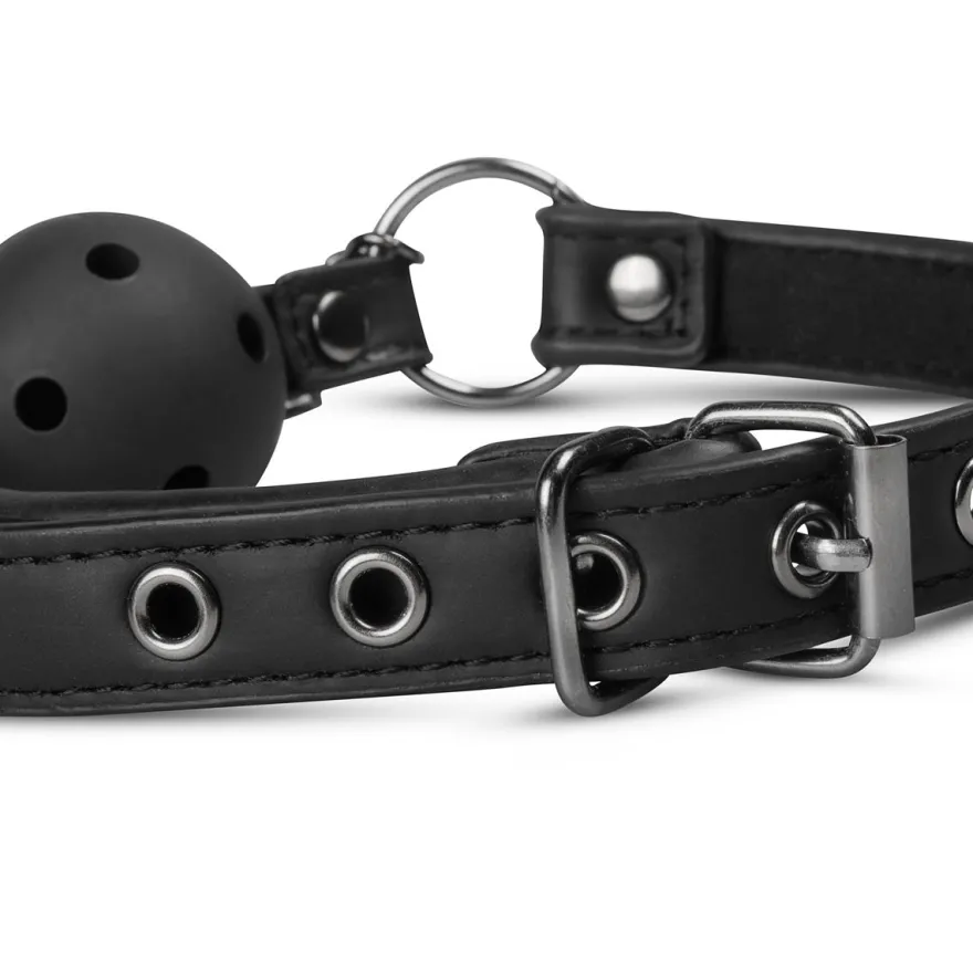 Easytoys Fetish Collection – Open Ball Gag with Nipple Clamps Zwart (1 stuk)