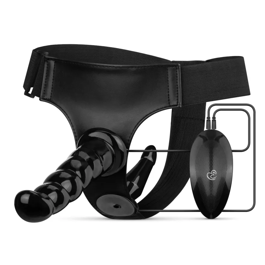 Easytoys Fetish Collection – Strap-On with Vibrating Dildo and Remote Zwart (1 stuk)