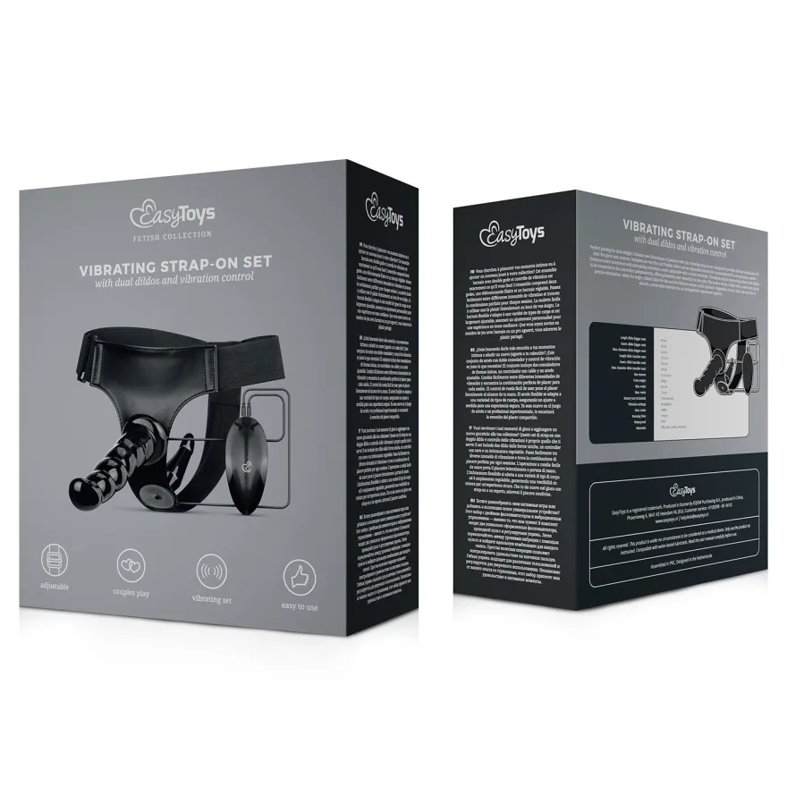 Easytoys Fetish Collection – Strap-On with Vibrating Dildo and Remote Zwart (1 stuk)