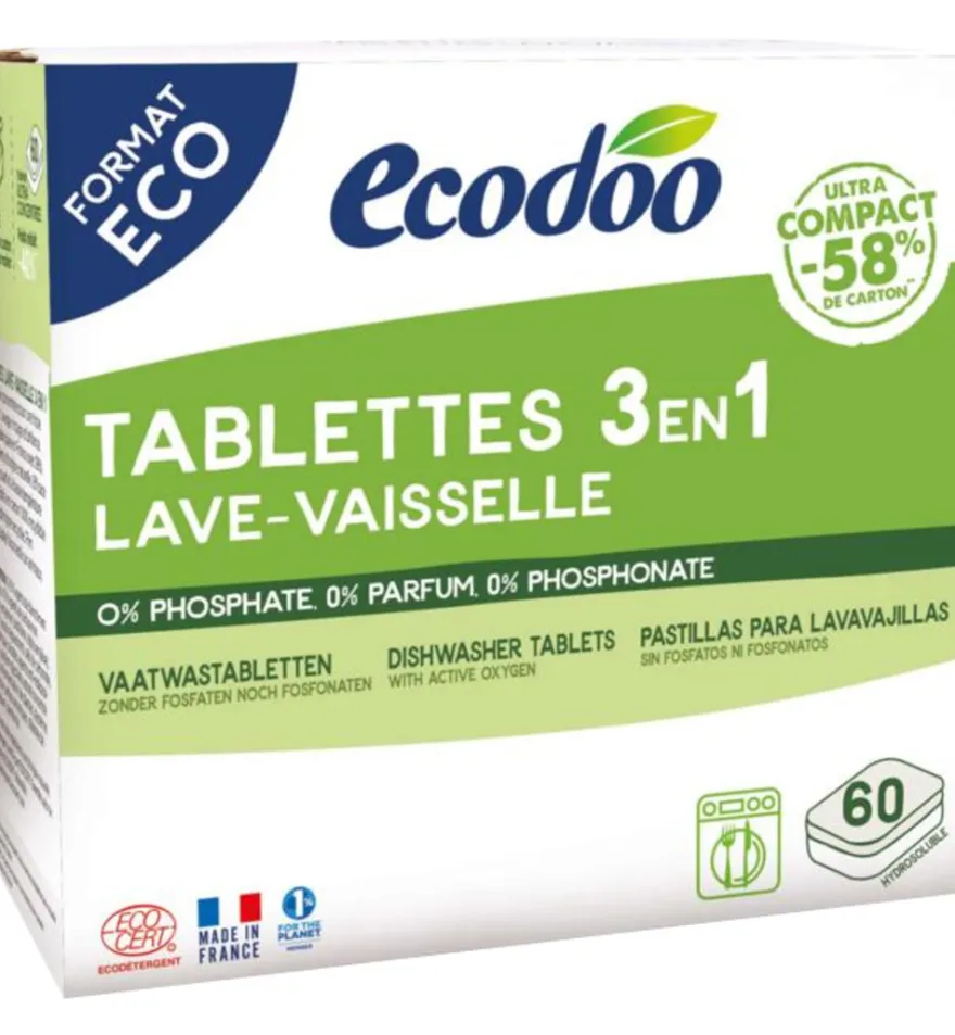Ecodoo Vaatwastabletten 3-In-1 Geconcentreerd Xl Bio (60 stuks)