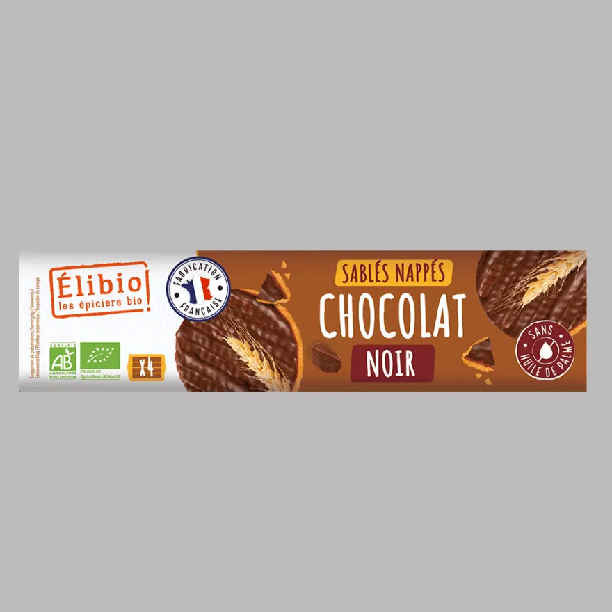 Elibio Élibio Zandkoekjes Omhuld met Pure Chocolade 4×4 Bio (160 gr)