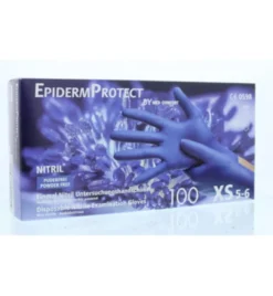 Epidermprotect Nitriel onderzoekhandschoen poedervrij XS blauw (100 stuks)