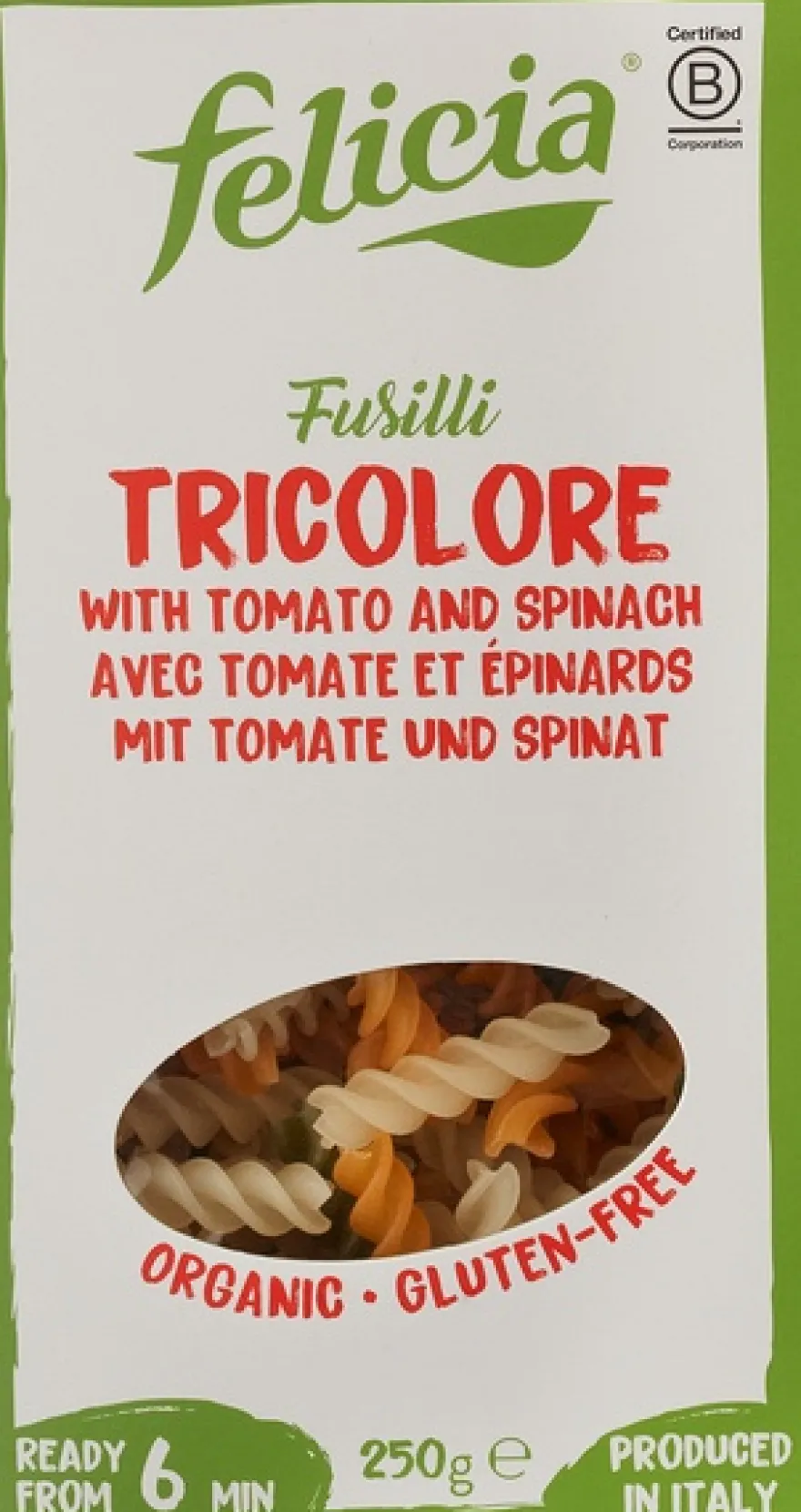 Felicia Fusilli Tricolore Glutenvrij (250 gr)