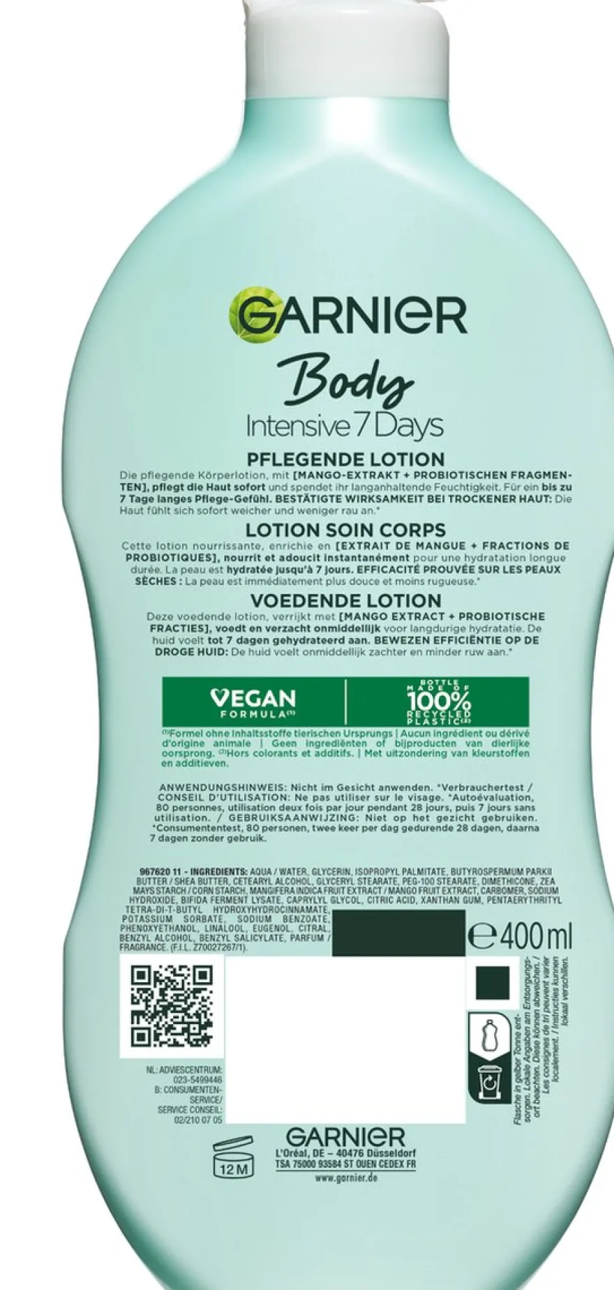 Garnier Body Intensive 7 Days Verzorgende Bodylotion Met Mango Extract En Probiotica (400 ml)