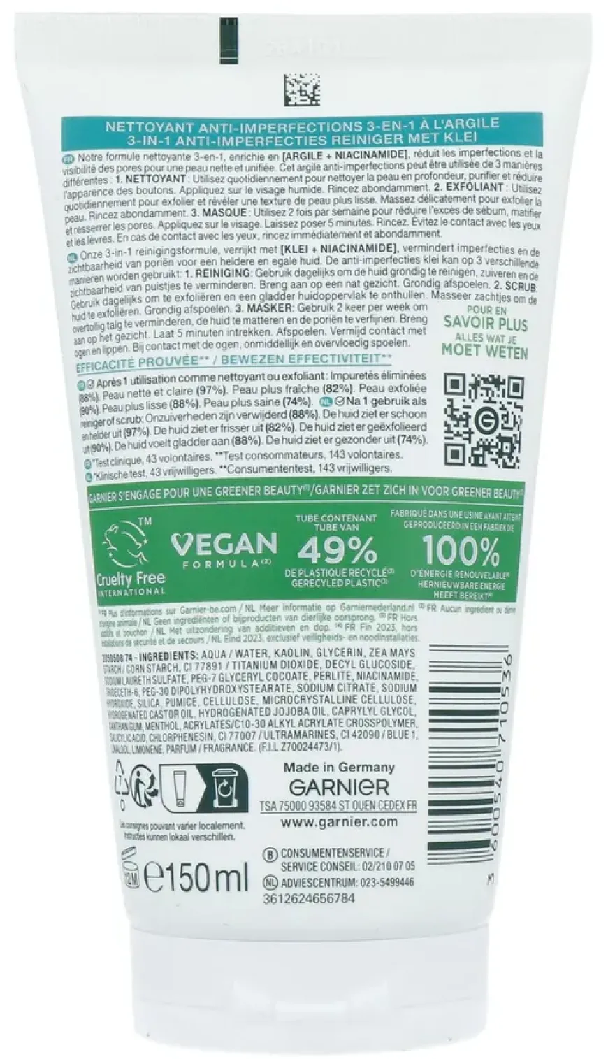 Garnier Skin Active Pure Face 3In1 (150 ml)