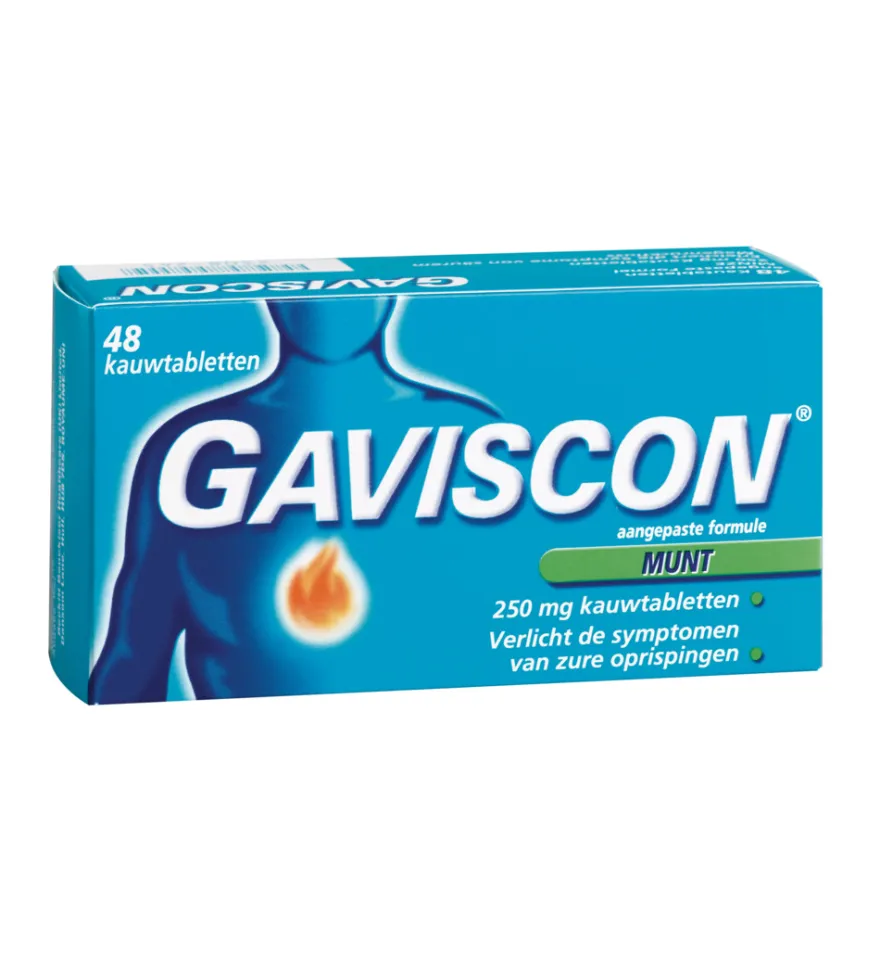 Gaviscon Pepermunt 250 (48 kauwtabletten)