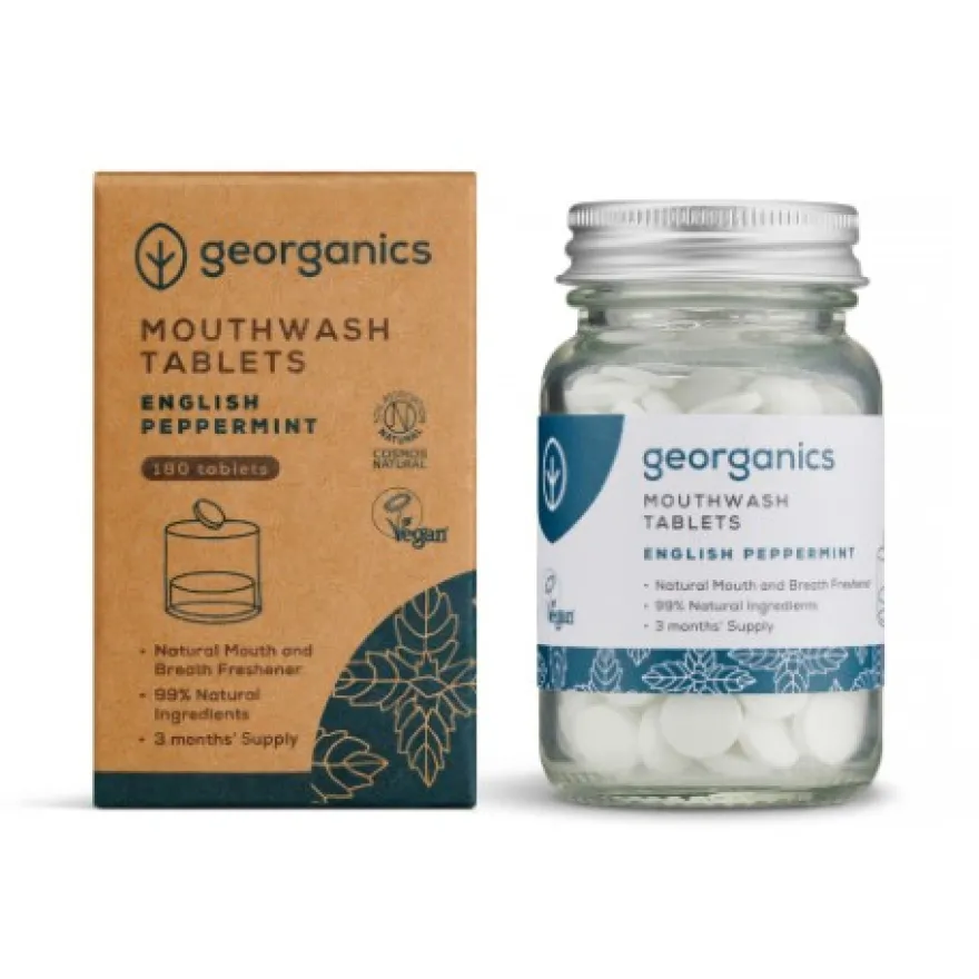 Georganics Mouthwash Tablets English Peppermint (180 tabletten)
