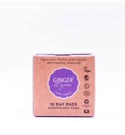 Ginger Organic Maandverband dag met vleugel (10 stuks)