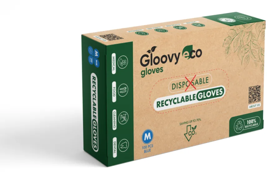 Gloovy Eco Recyclebare Handschoenen Blauw M (100 stuks)