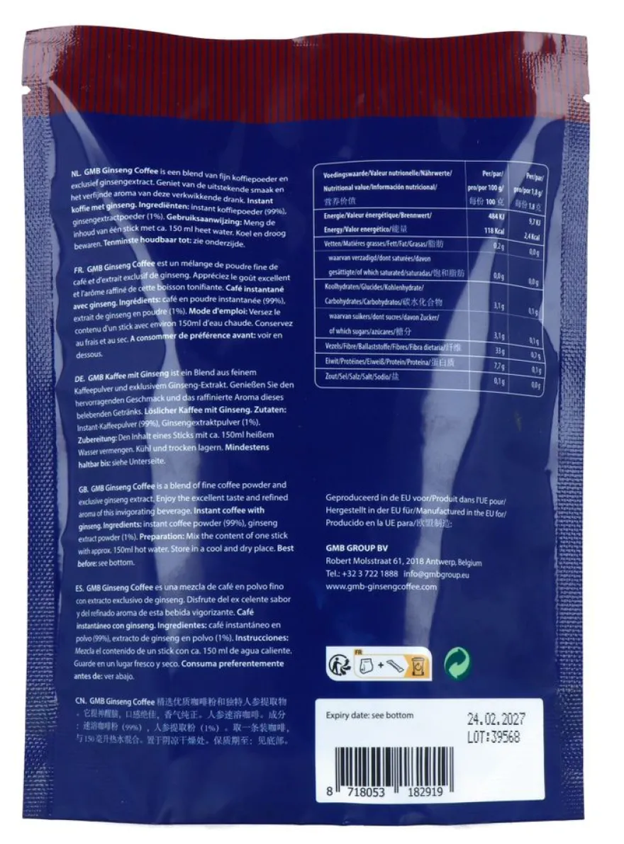 Gmb Ginseng Coffee Zwart (20 stuks)