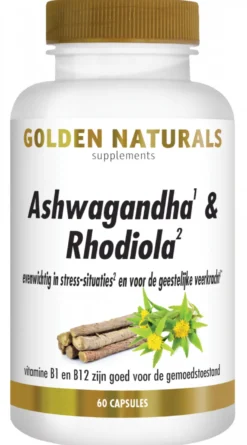 Golden Naturals Ashwagandha & Rhodiola Complex Capsules (60 vegetarische capsules)