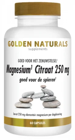 Golden Naturals Magnesium Citraat 250mg Capsules (60 vegetarische capsules)