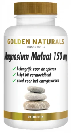 Golden Naturals Magnesium Malaat 150mg Tabletten (90 tabletten)