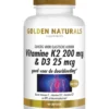 Golden Naturals Vitamine K2 200 mcg & D3 25 mcg (60 vega capsules)