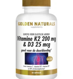 Golden Naturals Vitamine K2 200 mcg & D3 25 mcg (60 vega capsules)