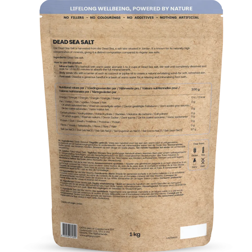 Goyu Dode Zeezout – 100% Natuurlijk Mineraalzout voor Bad & Voetbad (1000 gr)