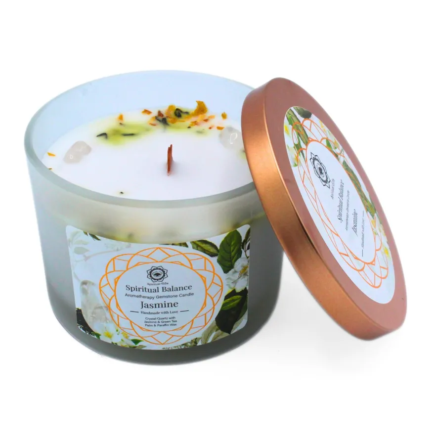 Green Tree Gemstone Candle Spiritual Balance Jasmine (256 gr)