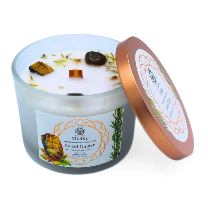 Green Tree Gemstone Candle Vitality Sweet Ginger (256 gr)