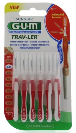 Gum Trav-Ler Rager 0.8 Mm (Rood) (6 stuks)