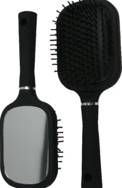Hair Mode Haarborstel Groot met Spiegel Zwart (1 stuk)