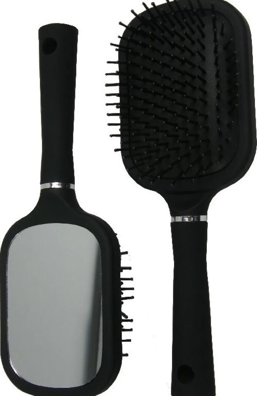 Hair Mode Haarborstel Groot met Spiegel Zwart (1 stuk)