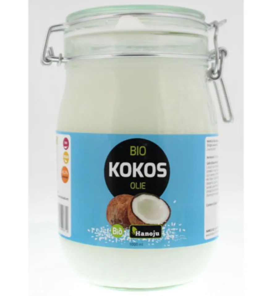 Hanoju Kokosolie Virgin Beugelglas Bio (1000 ml)