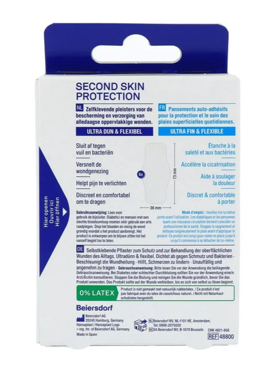 Hansaplast Second Skin Protection Regular Pleisters (6 stuks)