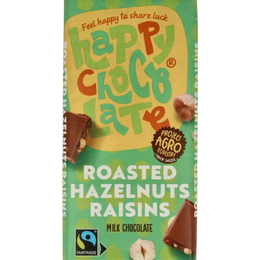 Happy Chocolate Melk Geroosterde Hazelnoot Roz Ijn Bio (100 gr)