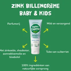 Happy Earth Billencreme zink voor baby & kids (75 ml)