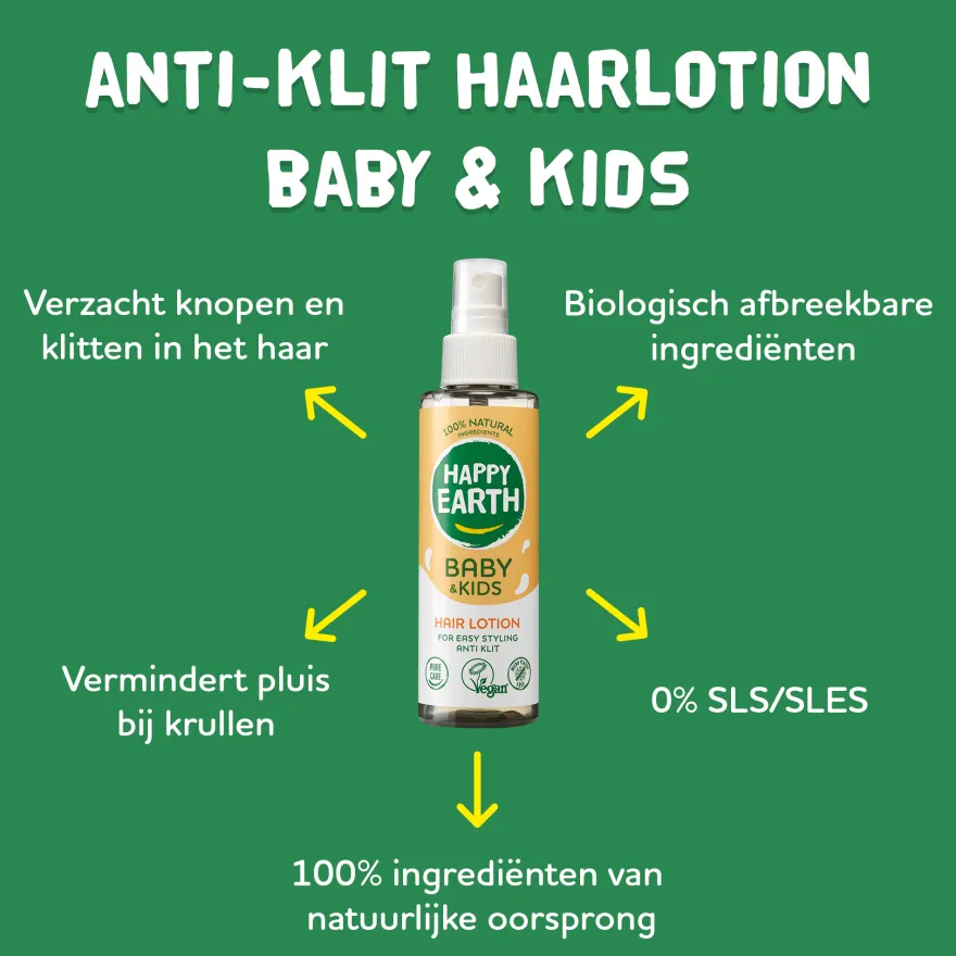 Happy Earth Hairlotion Voor Baby & Kids (150 ml)