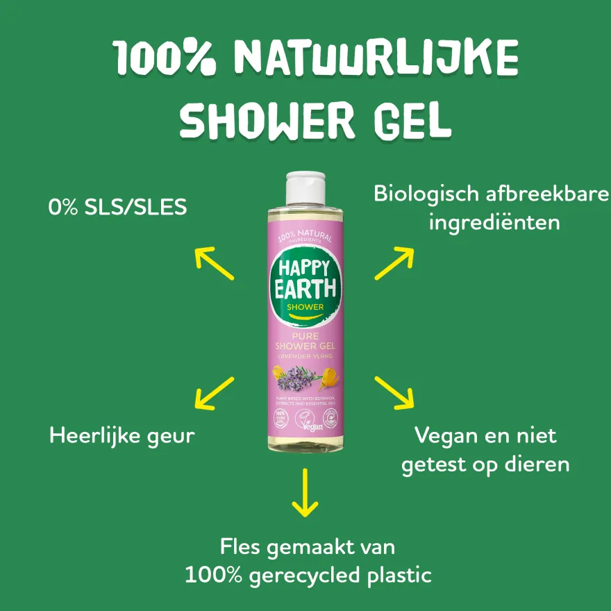 Happy Earth Pure showergel lavender ylang (300 ml)