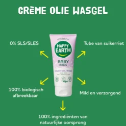 Happy Earth Wasgel creme olie baby & kids (200 ml)