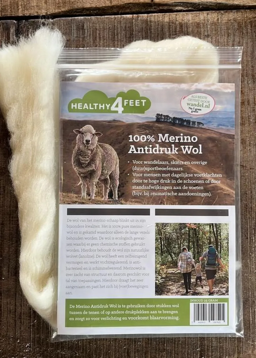 Healthy4Feet Wandel 100% Merino Antidruk Wol 15 + 5 Gram (20 gr)