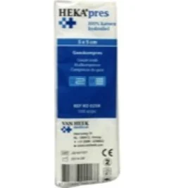 Hekapres Hydrofiel gaaskompres 5 x 5 niet steriel (100 stuks)