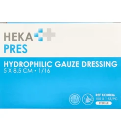 Hekapres Hydrofiel Gaaskompres 5×8.5cm (100 st)