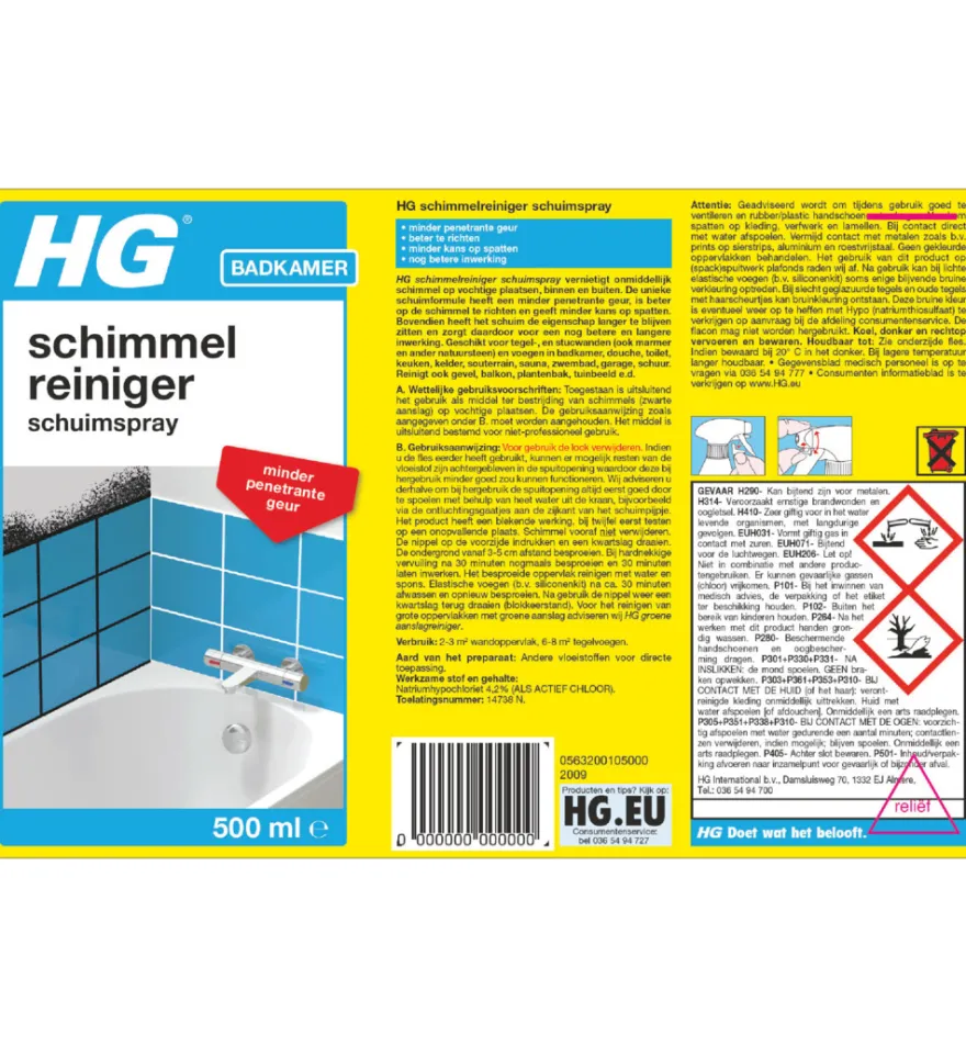 HG Schimmelreiniger Schuimspray (500 ml)