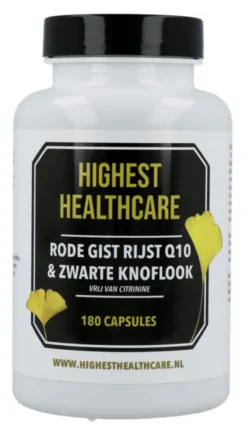 Highest Healthcare Rode Rijst Q10 & Zwarte Knoflook Capsules (180 capsules)